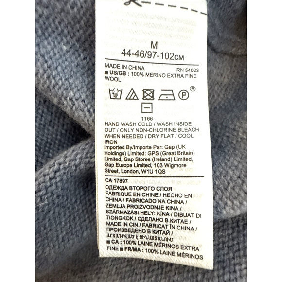 Banana Republic 100% Extra Fine Merino Wool Shawl Collar Sweater Blue Medium - Picture 6 of 9